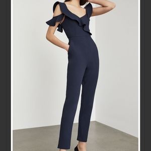 One Shoulder Ruffle Jumpsuit By BCBG Maxazria